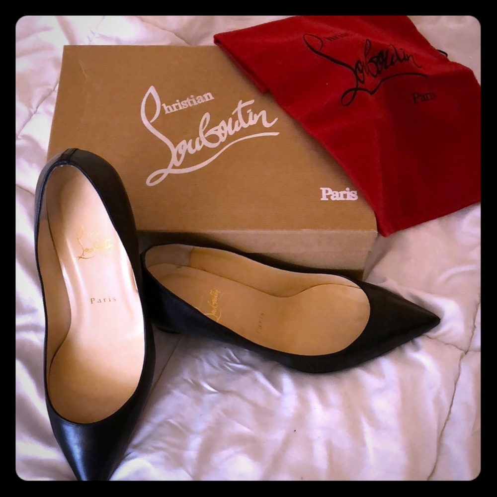 Christian Louboutin Black Pipina Pointy Toe Wedge